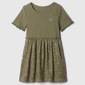 Gap Baby Toddler Mix and Match Gauze Dress with Pockets - Green 3T